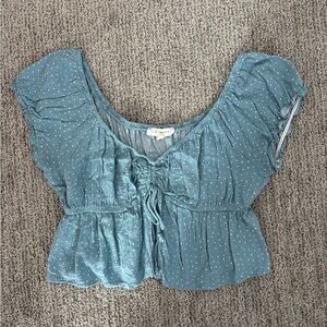 La Hearts Teal Polka Dot Blouse